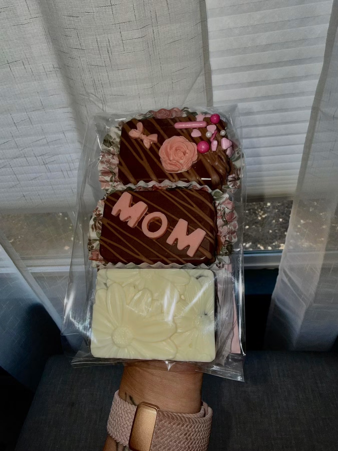 Decorated chocolate brownie treats