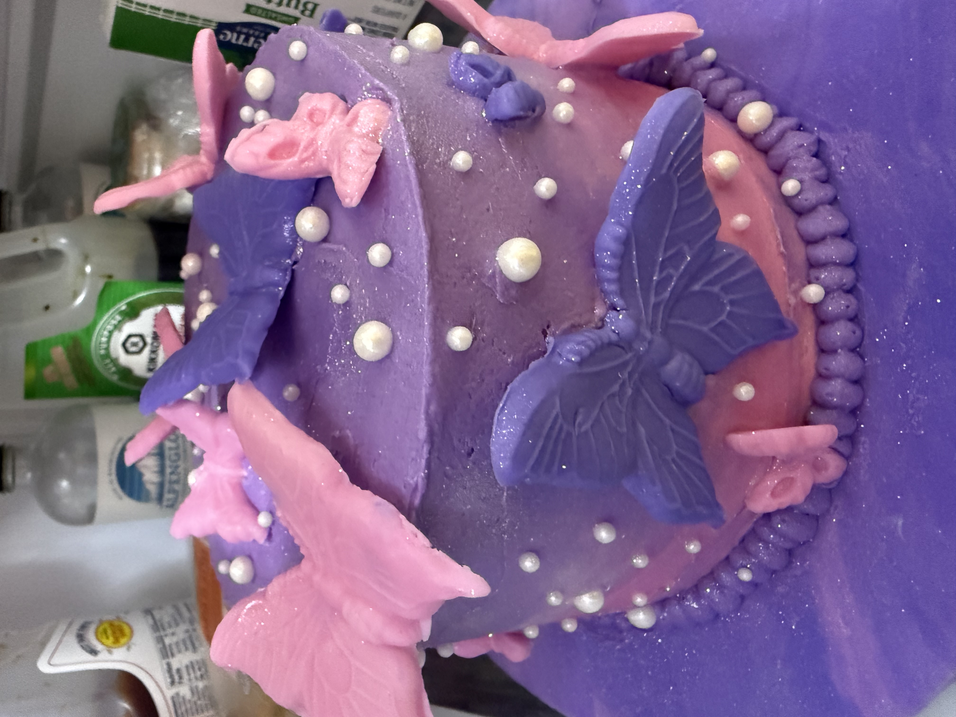 Butterfly princess cake with purple and pink ombre buttercream